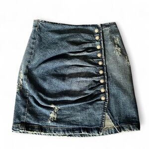 RETROFETE • Willa Pearl Button Denim Mini Skirt Ariel XS 24 0